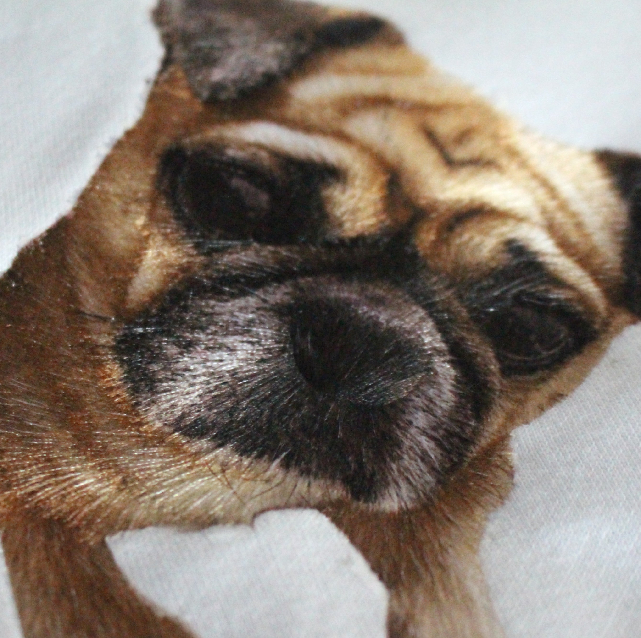 ミックス犬の生刺繍作品、りゅうたくんの表情を再現